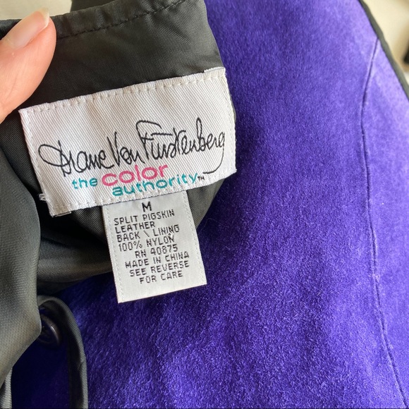 DVF Vintage 70s Suede Leather Vest Top Blue Purple - Picture 4 of 8